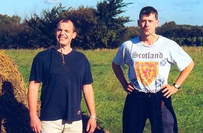 Nathan & Nick looking like yokels in a field.