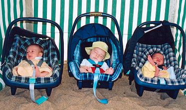 Three babies in a tent...