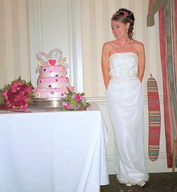 Vanessa eyes up the cake hungrily.