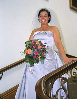 Jayne on the stairs at the Guild Hall.